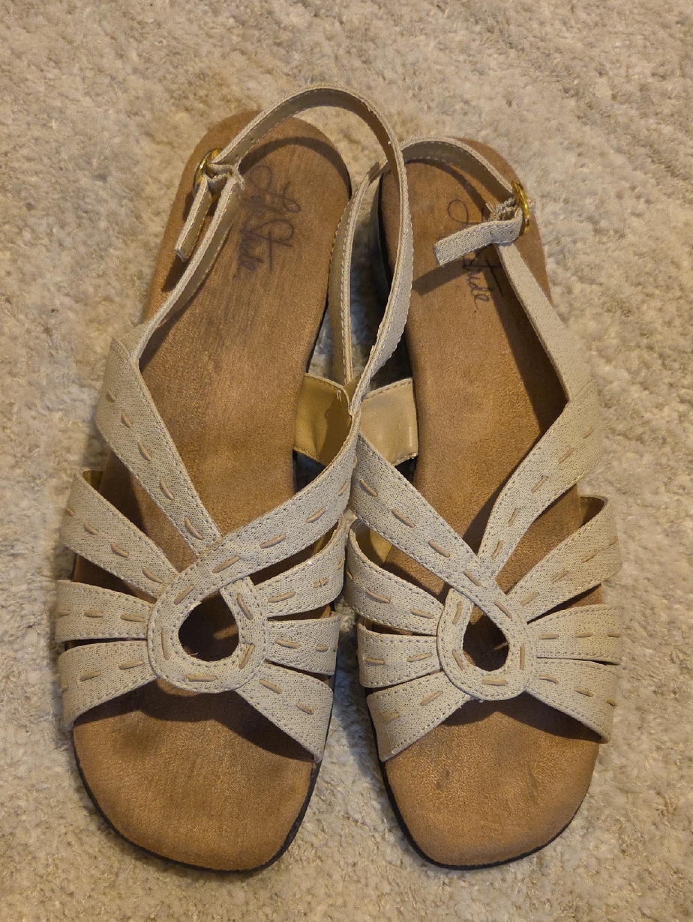 Life Stride Beige Strappy Slingback Sandals